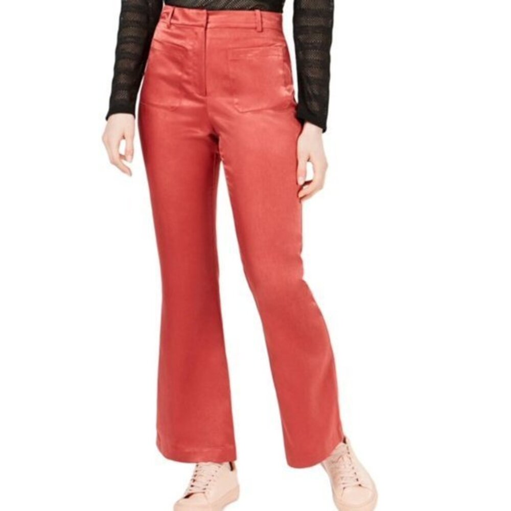 Moon River Women's Satin Casual Trouser Pants in Pink. S, M
